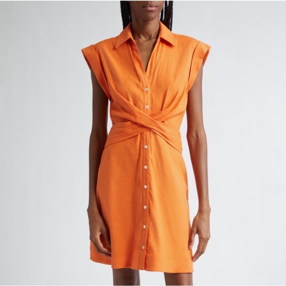 Veronica Beard Dresses & Skirts - Veronica Beard Nagano Linen Blend Mini Shirtdress Orange Size 0